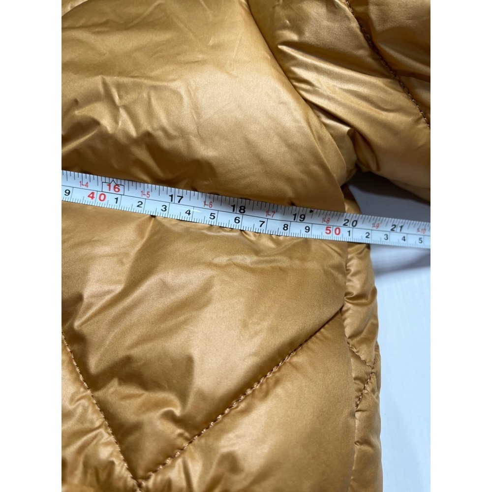 Mustard Yellow Quilted Longline Puffer Coat with Oversized Collar Size S - Picture 10 of 12